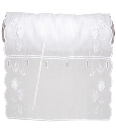 Rideau Brodé Modulable en Hauteur, Motif Floral - Rouleau, Larg, 60cm, Long, 20m