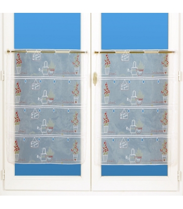 Rideau Brodé Modulable Motif Potager - Rouleau, Larg, 45cm, Long, 13m