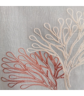 Voilage Brodé Bicolore à Œillets Gomme Rose - 140x240cm - Prêt à Poser