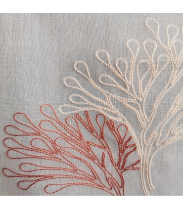 Voilage Brodé Bicolore à Œillets Gomme Rose - 140x240cm - Prêt à Poser