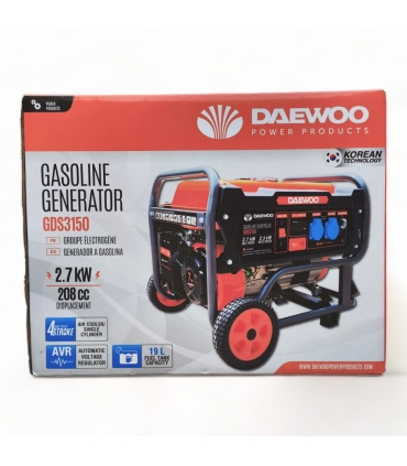 Groupe électrogène à essence 2700W monophasé, 230V, AVR - DAEWOO GDS3150E