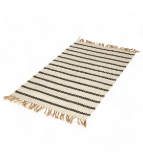 Tapis rectangulaire en Jute et Coton avec Franges, Beige, 60x90cm - Atout Ciel 69003 Tapis rectangulaire en Jute et Coton avec Franges, Beige, 60x90cm - Atout Ciel 69003
