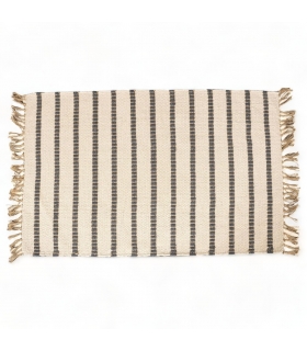 Tapis rectangulaire en Jute et Coton avec Franges, Beige, 60x90cm - Atout Ciel 69003 Tapis rectangulaire en Jute et Coton avec Franges, Beige, 60x90cm - Atout Ciel 69003