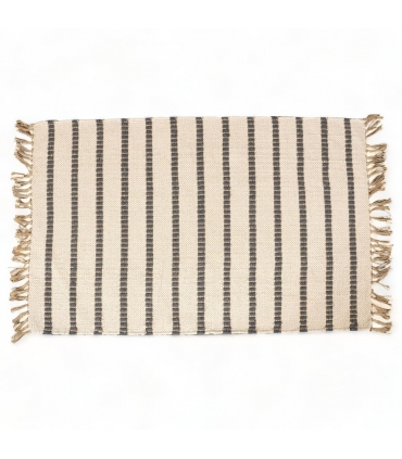 Tapis rectangulaire en Jute et Coton avec Franges, Beige, 60x90cm - Atout Ciel 69003