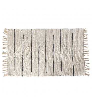 Tapis rectangulaire en Coton avec Franges, Blanc, 60x90cm - Atout Ciel 69005