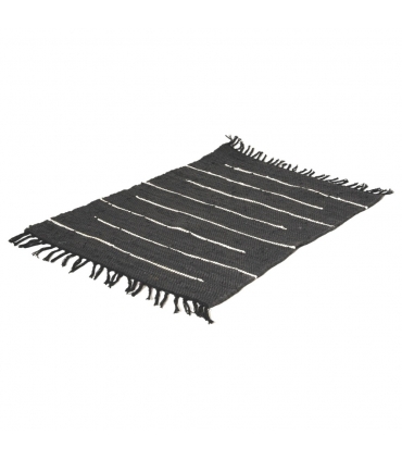 Tapis rectangulaire en Coton avec Franges, Noir, 100x150cm - Atout Ciel 69005