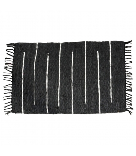 Tapis rectangulaire en Coton avec Franges, Noir, 100x150cm - Atout Ciel 69005 Tapis rectangulaire en Coton avec Franges, Noir, 100x150cm - Atout Ciel 69005