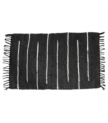 Tapis rectangulaire en Coton avec Franges, Noir, 100x150cm - Atout Ciel 69005