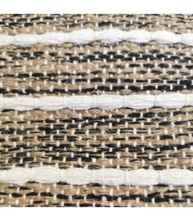 Tapis rectangulaire en jute et coton, effet rayé noir beige écru, 100x150cm - Atout Ciel 69012 Tapis rectangulaire en jute et coton, effet rayé noir beige écru, 100x150cm - Atout Ciel 69012