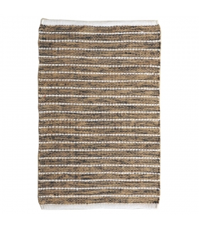 Tapis rectangulaire en jute et coton, effet rayé noir beige écru, 60x90cm - Atout Ciel 69012 Tapis rectangulaire en jute et coton, effet rayé noir beige écru, 60x90cm - Atout Ciel 69012