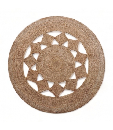 Tapis Rond ajouré en Jute Naturel, Beige, D120cm - Atout Ciel 69011