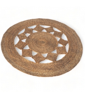Tapis Rond ajouré en Jute Naturel, Beige, D120cm - Atout Ciel 69011 Tapis Rond ajouré en Jute Naturel, Beige, D120cm - Atout Ciel 69011