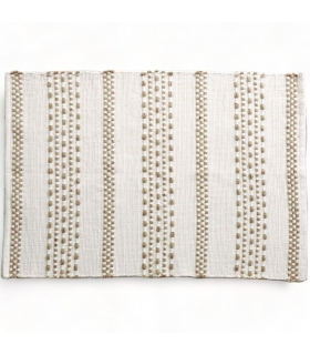 Tapis rectangulaire en coton, effet rayé en jute, écru et naturel, 100x150cm - Atout Ciel 69013 Tapis rectangulaire en coton, effet rayé en jute, écru et naturel, 100x150cm - Atout Ciel 69013