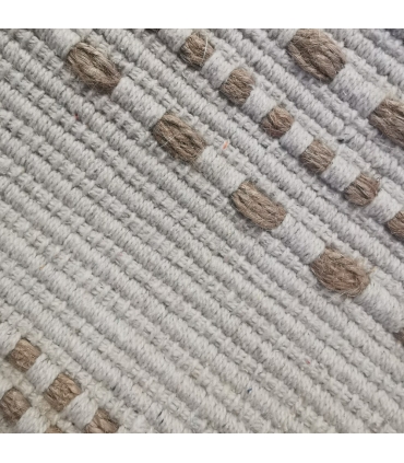 Tapis rectangulaire en coton, effet rayé en jute, écru et naturel, 100x150cm - Atout Ciel 69013