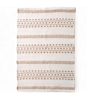 Tapis rectangulaire en coton, effet rayé en jute, écru et naturel, 60x90cm - Atout Ciel 69013 Tapis rectangulaire en coton, effet rayé en jute, écru et naturel, 60x90cm - Atout Ciel 69013