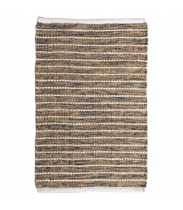Tapis rectangulaire en jute et coton, effet rayé noir beige écru, 120x170cm - Atout Ciel 69012