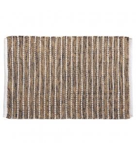 Tapis rectangulaire en jute et coton, effet rayé noir beige écru, 120x170cm - Atout Ciel 69012 Tapis rectangulaire en jute et coton, effet rayé noir beige écru, 120x170cm - Atout Ciel 69012