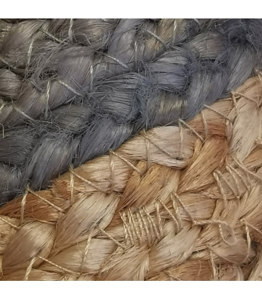 Tapis rond en jute tressé, bicolore naturel et kaki, 120 cm - Atout Ciel 69014