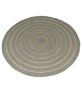 Tapis rond en coton tressé, effet jute rayé, gris, 120 cm - Atout Ciel 69019 Tapis rond en coton tressé, effet jute rayé, gris, 120 cm - Atout Ciel 69019