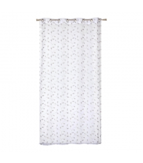 Voilage à œillets, blanc et broderie grise argentée 140x240cm - prêt à accrocher, Atout Ciel Voilage à œillets, blanc et broderie grise argentée 140x240cm - prêt à accrocher, Atout Ciel