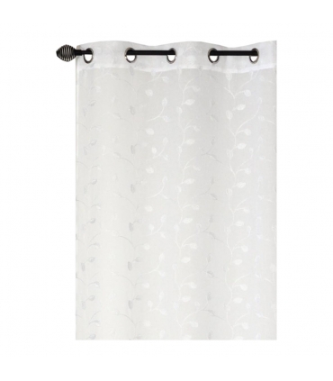 Rideau léger blanc et broderie blanche, 140x240cm à œillets  - facile à installer, Atout Ciel
