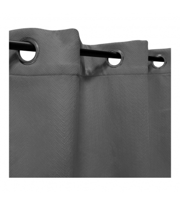 Rideau occultant thermique à œillets, velours frappé gris, doublure polaire 140x240cm - prêt à poser, Atout Ciel