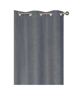Rideau occultant thermique à œillets, velours frappé gris, doublure polaire 140x240cm - prêt à poser, Atout Ciel Rideau occultant thermique à œillets, velours frappé gris, doublure polaire 140x240cm - prêt à poser, Atout Ciel