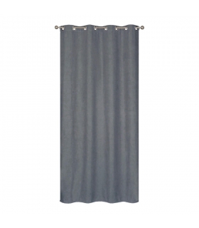 Rideau occultant thermique à œillets, velours frappé gris, doublure polaire 140x240cm - prêt à poser, Atout Ciel Rideau occultant thermique à œillets, velours frappé gris, doublure polaire 140x240cm - prêt à poser, Atout Ciel