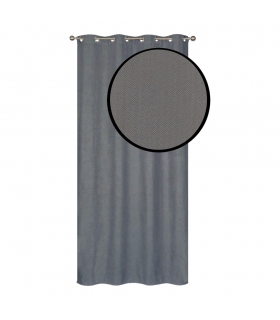 Rideau occultant thermique à œillets, velours frappé gris, doublure polaire 140x240cm - prêt à poser, Atout Ciel Rideau occultant thermique à œillets, velours frappé gris, doublure polaire 140x240cm - prêt à poser, Atout Ciel