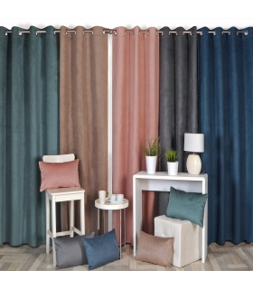 Rideau occultant thermique à œillets, velours frappé gris, doublure polaire 140x240cm - prêt à poser, Atout Ciel Rideau occultant thermique à œillets, velours frappé gris, doublure polaire 140x240cm - prêt à poser, Atout Ciel
