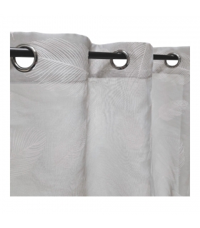 Rideau léger imprimé feuilles grise, 140x240cm à œillets  - facile à installer, Atout Ciel Rideau léger imprimé feuilles grise, 140x240cm à œillets  - facile à installer, Atout Ciel