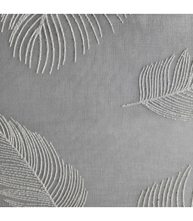 Rideau léger imprimé feuilles grise, 140x240cm à œillets  - facile à installer, Atout Ciel Rideau léger imprimé feuilles grise, 140x240cm à œillets  - facile à installer, Atout Ciel