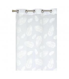 Rideau voilage à œillets feuilles blanche, 140x240cm - prêt à poser, Atout Ciel Rideau voilage à œillets feuilles blanche, 140x240cm - prêt à poser, Atout Ciel