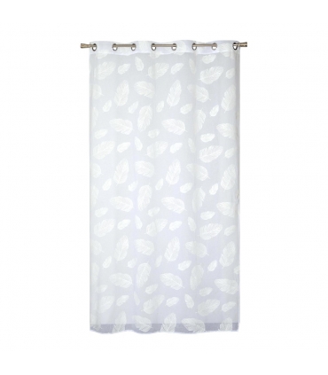 Rideau voilage à œillets feuilles blanche, 140x240cm - prêt à poser, Atout Ciel