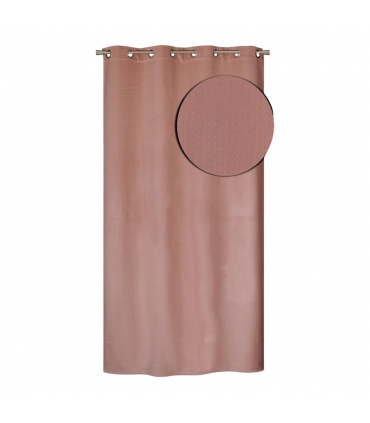 Rideau thermique isolant à œillets, 140x240cm velours frappé vieux rose - prêt à accrocher, Atout Ciel