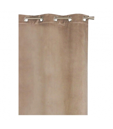 Rideau thermique à œillets, velours frappé taupe, 140x240cm doublure polaire - facile à installer, Atout Ciel