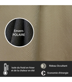 Rideau thermique à œillets, velours frappé taupe, 140x240cm doublure polaire - facile à installer, Atout Ciel Rideau thermique à œillets, velours frappé taupe, 140x240cm doublure polaire - facile à installer, Atout Ciel