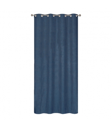 Rideau isolant thermique à œillets, 140x240cm velours frappé indigo - prêt à accrocher, Atout Ciel
