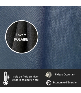 Rideau isolant thermique à œillets, 140x240cm velours frappé indigo - prêt à accrocher, Atout Ciel Rideau isolant thermique à œillets, 140x240cm velours frappé indigo - prêt à accrocher, Atout Ciel