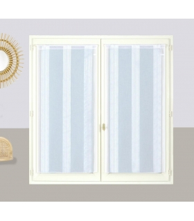 Ensemble de voilages blancs à fines rayures avec passe-tringle, 2X 60x120cm - faciles à installer, Atout Ciel Ensemble de voilages blancs à fines rayures avec passe-tringle, 2X 60x120cm - faciles à installer, Atout Ciel