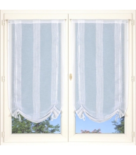 Store réglable en voilage blanc, paire de 2X 60x140cm avec passe-tringle - faciles à installer, Atout Ciel Store réglable en voilage blanc, paire de 2X 60x140cm avec passe-tringle - faciles à installer, Atout Ciel