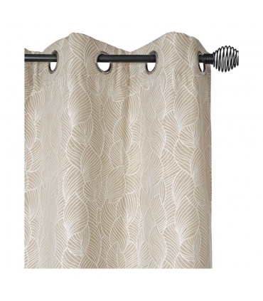 Rideau jacquard fantaisie beige, isolation thermique 135x240cm - prêt à poser, Atout Ciel