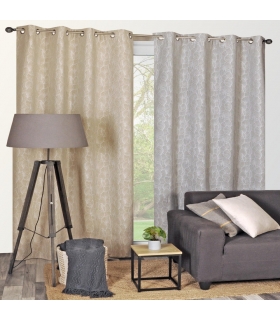 Rideau jacquard fantaisie beige, isolation thermique 135x240cm - prêt à poser, Atout Ciel Rideau jacquard fantaisie beige, isolation thermique 135x240cm - prêt à poser, Atout Ciel