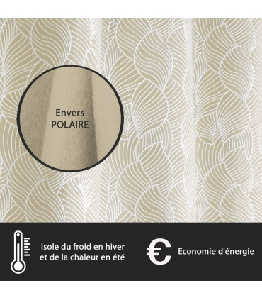 Rideau jacquard fantaisie beige, isolation thermique 135x240cm - prêt à poser, Atout Ciel