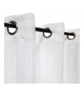Rideau voilage blanc à fines rayures à œillets, 240x240cm - prêt à poser, Atout Ciel Rideau voilage blanc à fines rayures à œillets, 240x240cm - prêt à poser, Atout Ciel