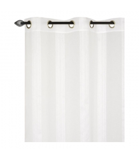 Rideau voilage blanc à fines rayures à œillets, 240x240cm - prêt à poser, Atout Ciel Rideau voilage blanc à fines rayures à œillets, 240x240cm - prêt à poser, Atout Ciel