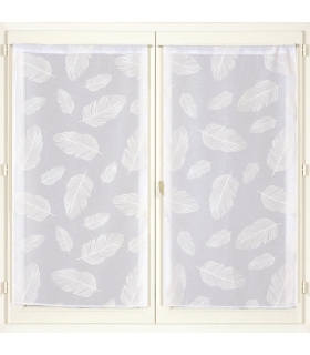 Ensemble de voilages blancs imprimés feuilles avec tunnel passe-tringle, 2X 60x160cm - facile à installer, Atout Ciel Ensemble de voilages blancs imprimés feuilles avec tunnel passe-tringle, 2X 60x160cm - facile à installer, Atout Ciel