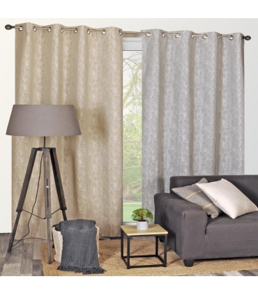 Rideau isolant thermique jacquard gris clair, 135x240cm - installation facile, Atout Ciel
