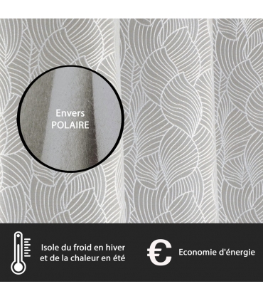 Rideau isolant thermique jacquard gris clair, 135x240cm - installation facile, Atout Ciel