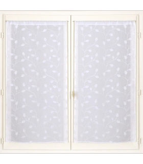 Voilage blanc brodés feuilles avec tunnel passe-tringle, paire de 2X 60x90cm - prêts à poser, Atout Ciel Voilage blanc brodés feuilles avec tunnel passe-tringle, paire de 2X 60x90cm - prêts à poser, Atout Ciel